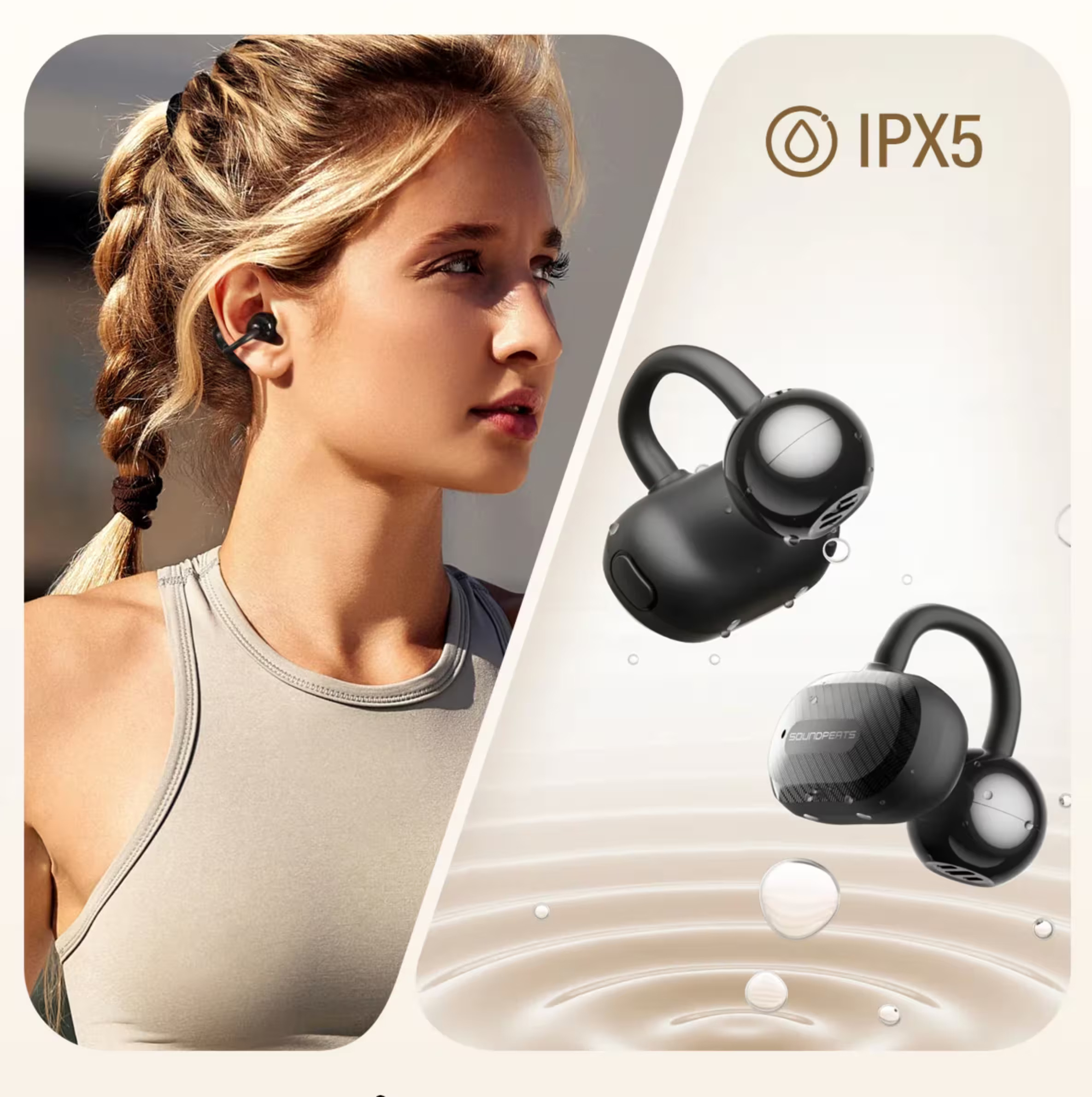 Беспроводные наушники TWS SoundPEATS AIR Clip Open-Ear клипсы с 12-мм драйверами и пространственным аудио